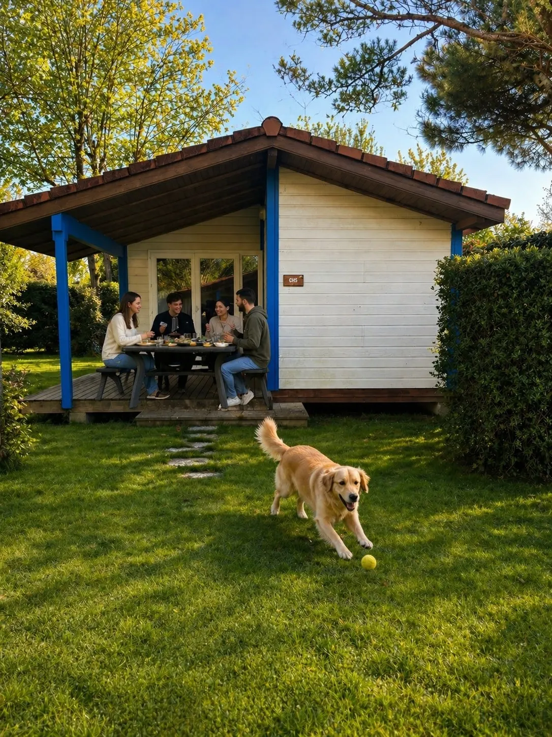 Chalets en bois et leur terrasse