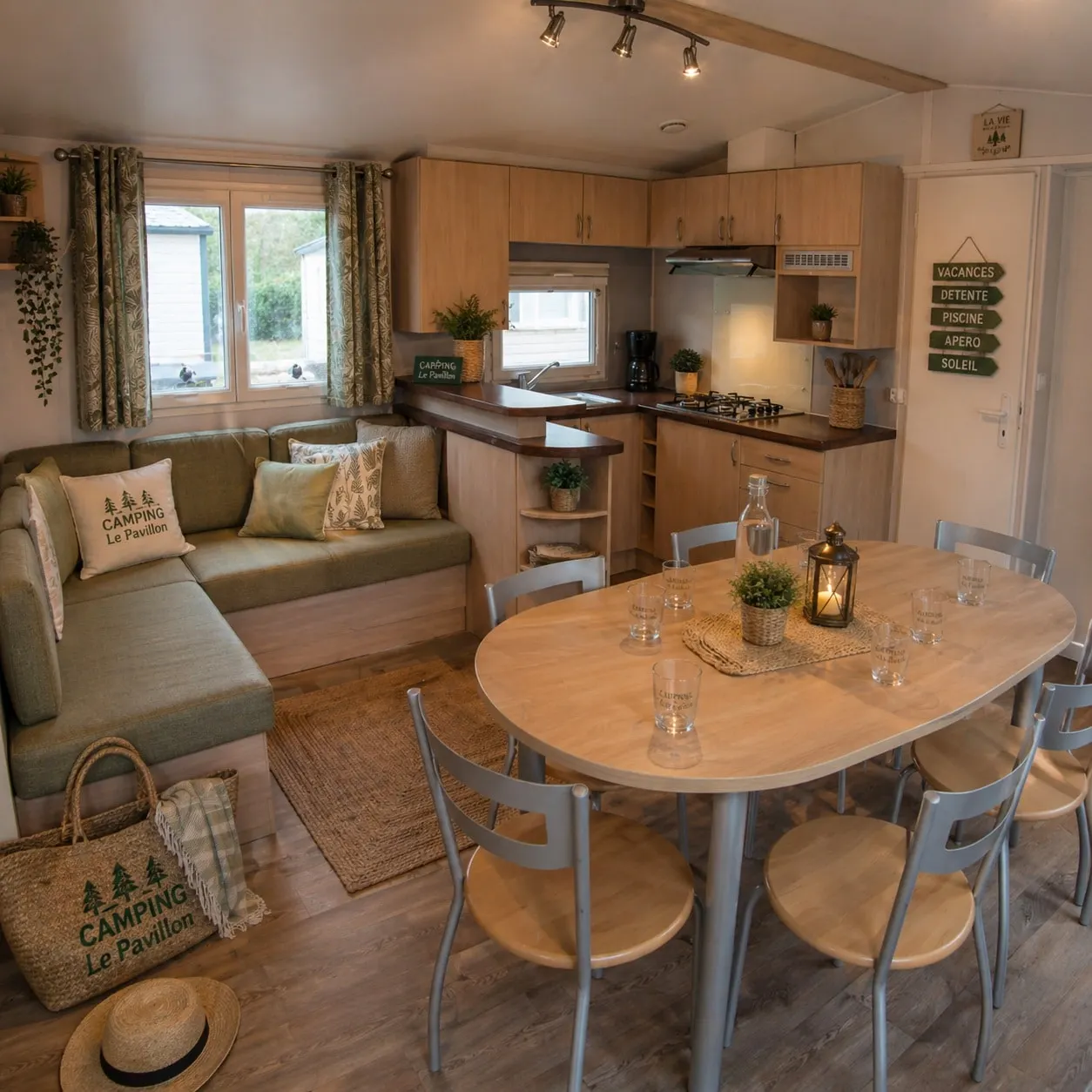 Séjour du mobil-home 3 chambres